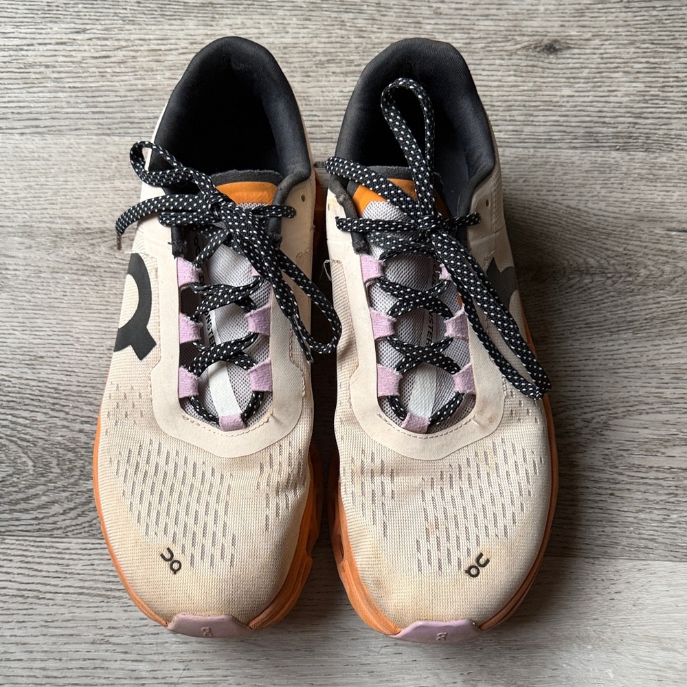 On Running Women Cloudnova Running Shoes in Cream with Orange & Pink Accents